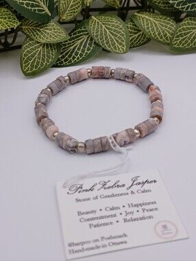 Pink Zebra Jasper Healing Crystal Stretch Bracelet